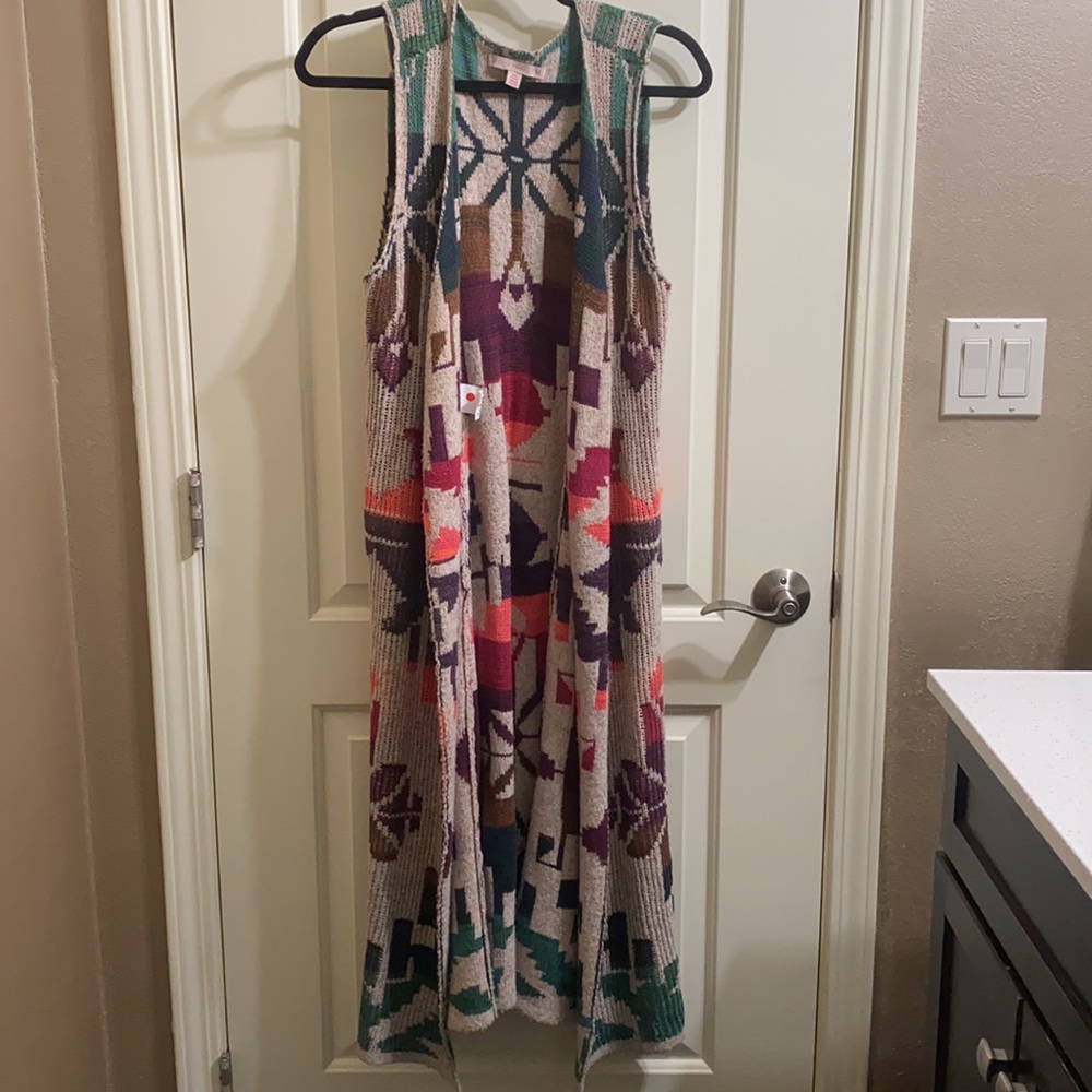 Long patterned cardigan from Anthropologie